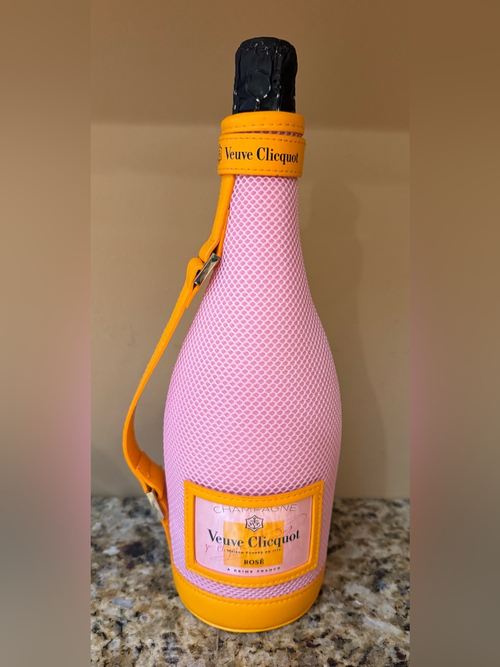 Veuve Clicquo: Pink Rose & Yellow Champagne Bottle Cover Ice Jacket with Handle - Picture 2 of 7